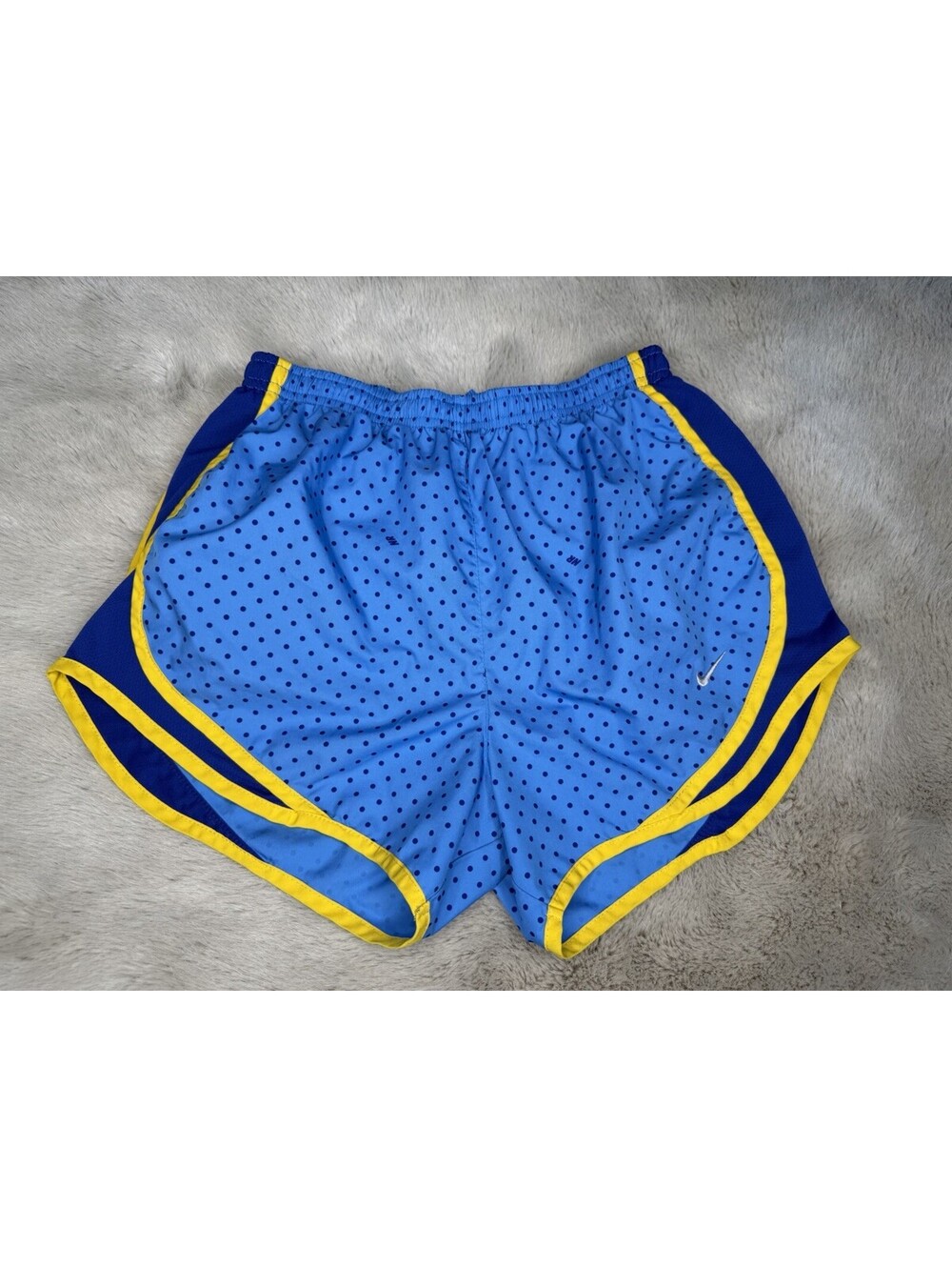 NIKE DRI-FIT Blue/Yellow POLKA-DOT RUNNING SHORTS Tempo Women's Small Lined
